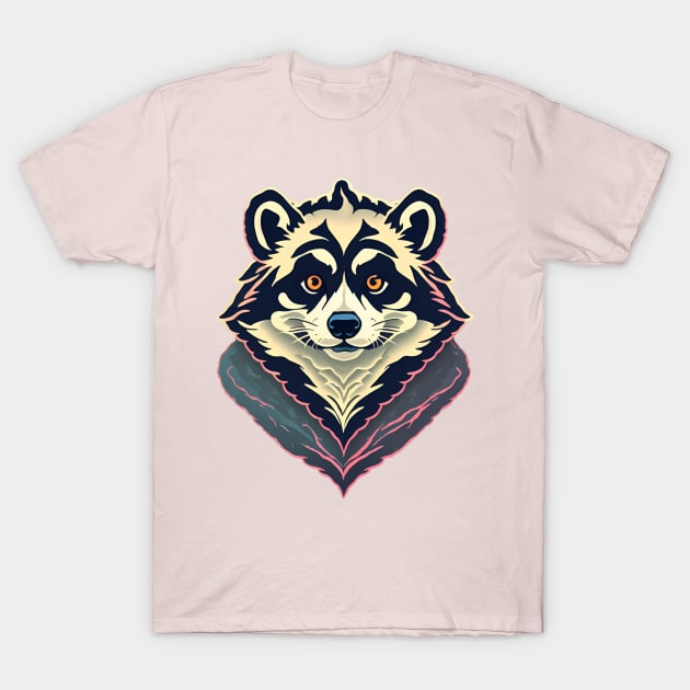 Adorable Raccoon Comic Cameo T-Shirt by Obotan Mmienu